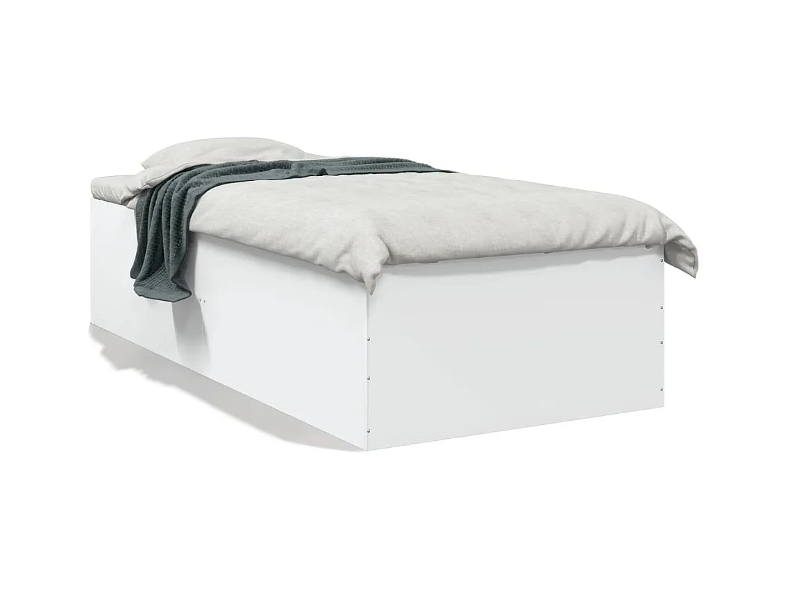 Lit simple blanc 100x200 cm bois d'ingénierie FR46974
