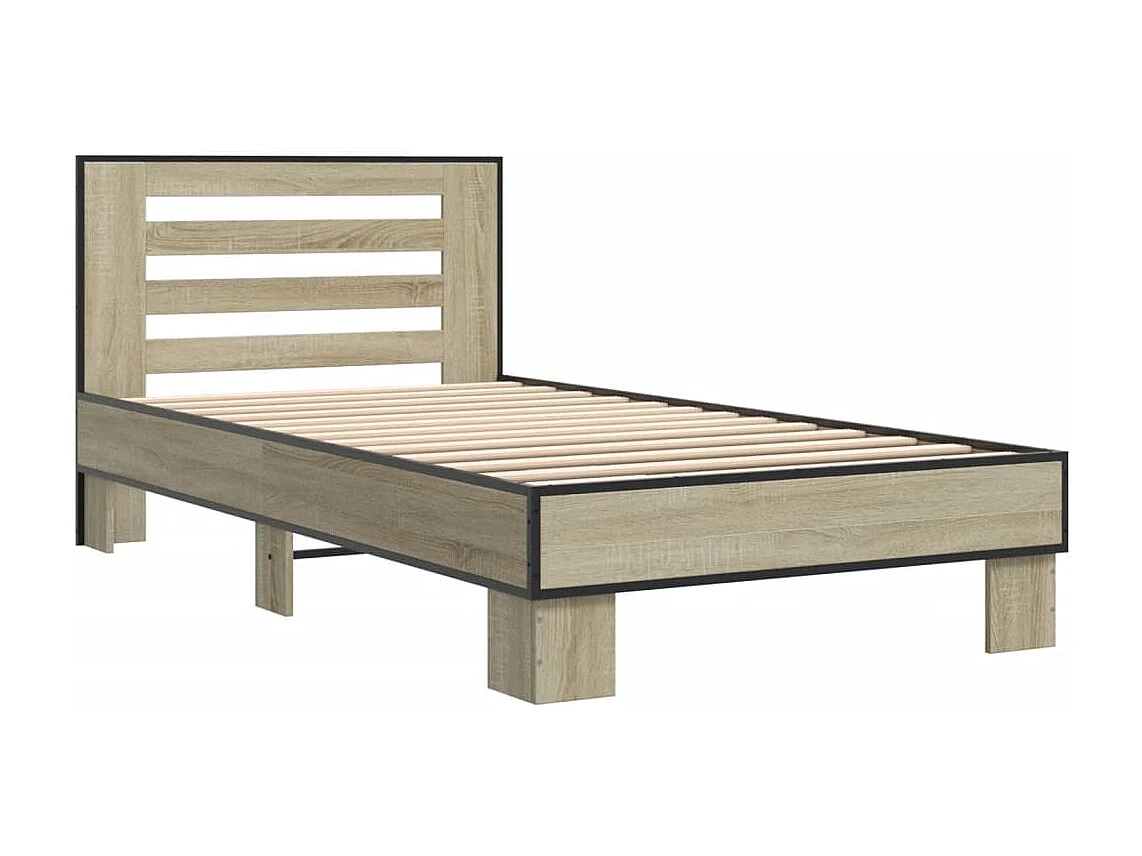 Lit simple chêne sonoma 75x190 cm bois d'ingénierie et métal FR55333