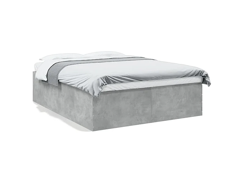 Lit double gris béton 160x200 cm bois d'ingénierie FR14050