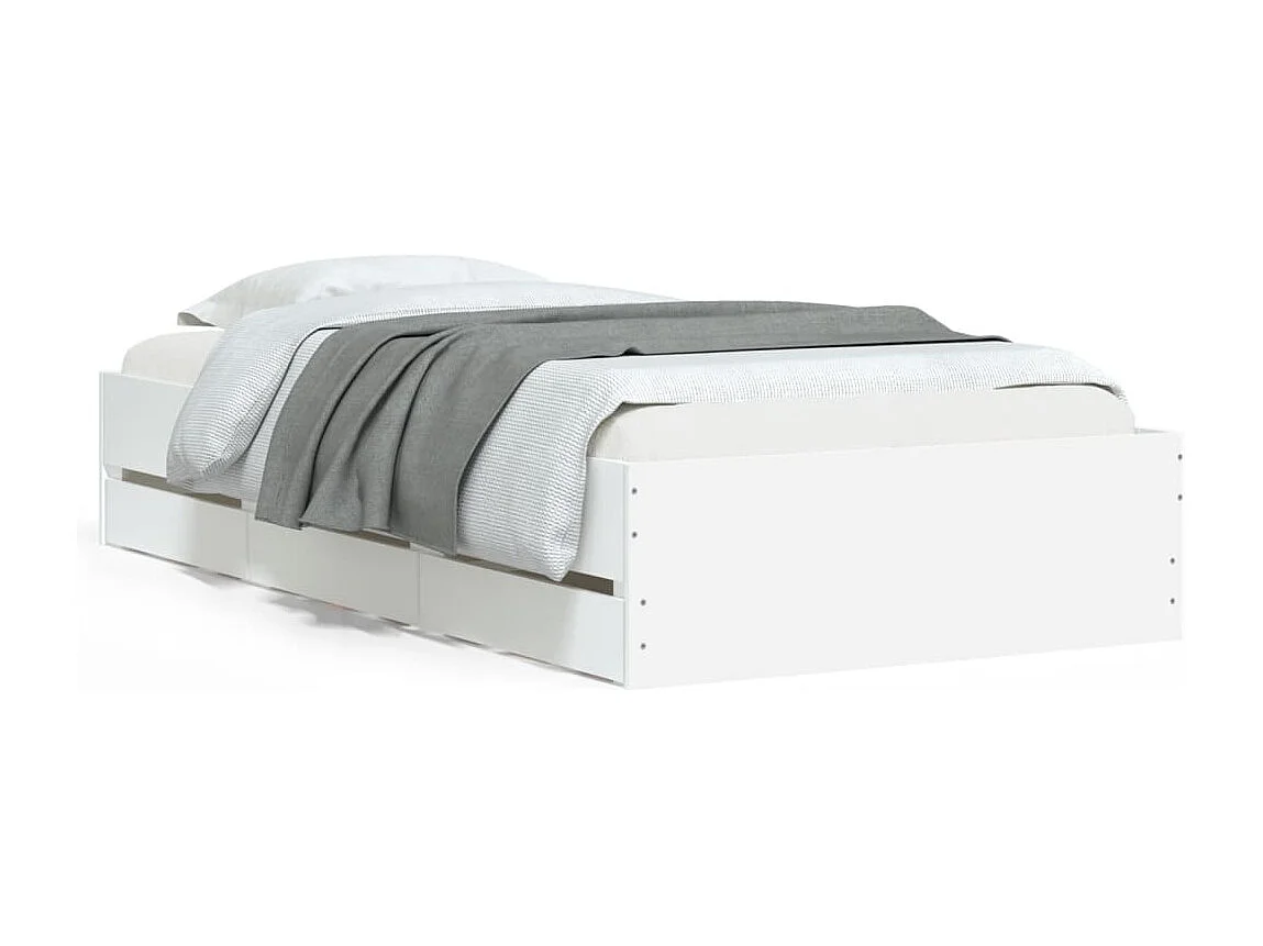 Lit simple avec tiroirs blanc 90x200 cm bois d'ingénierie FR66151