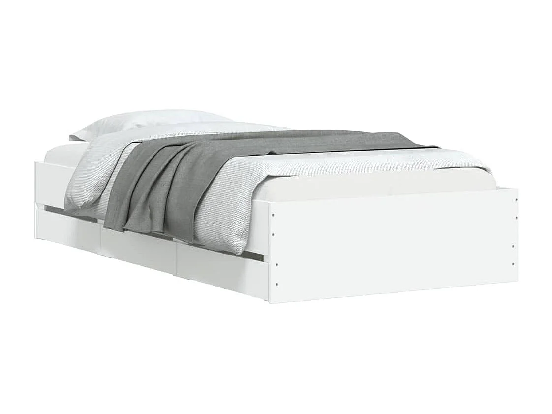 Lit simple avec tiroirs blanc 90x200 cm bois d'ingénierie FR66151