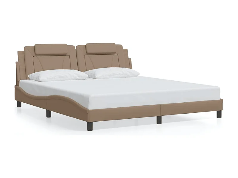Lit double + tête de lit Cappuccino 180x200 cm Similicuir FR12657