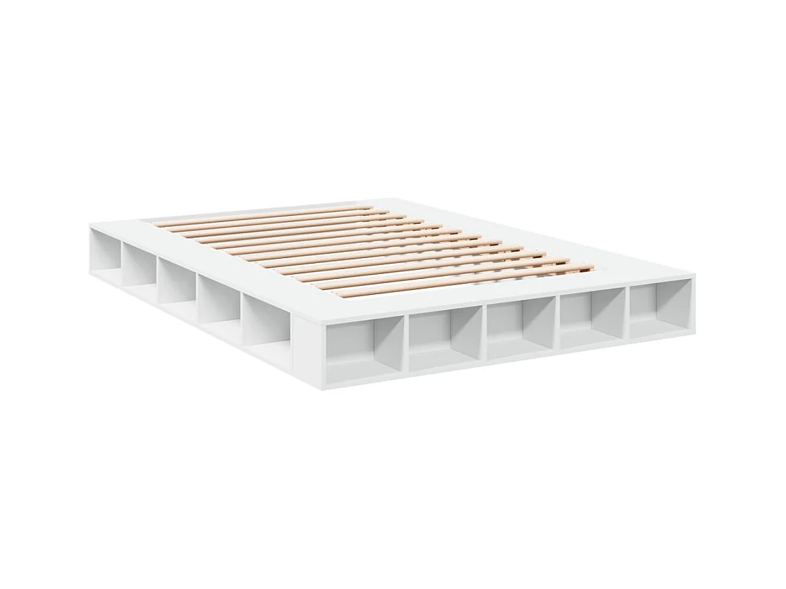 Lit double blanc 160x200 cm bois d'ingénierie FR74544