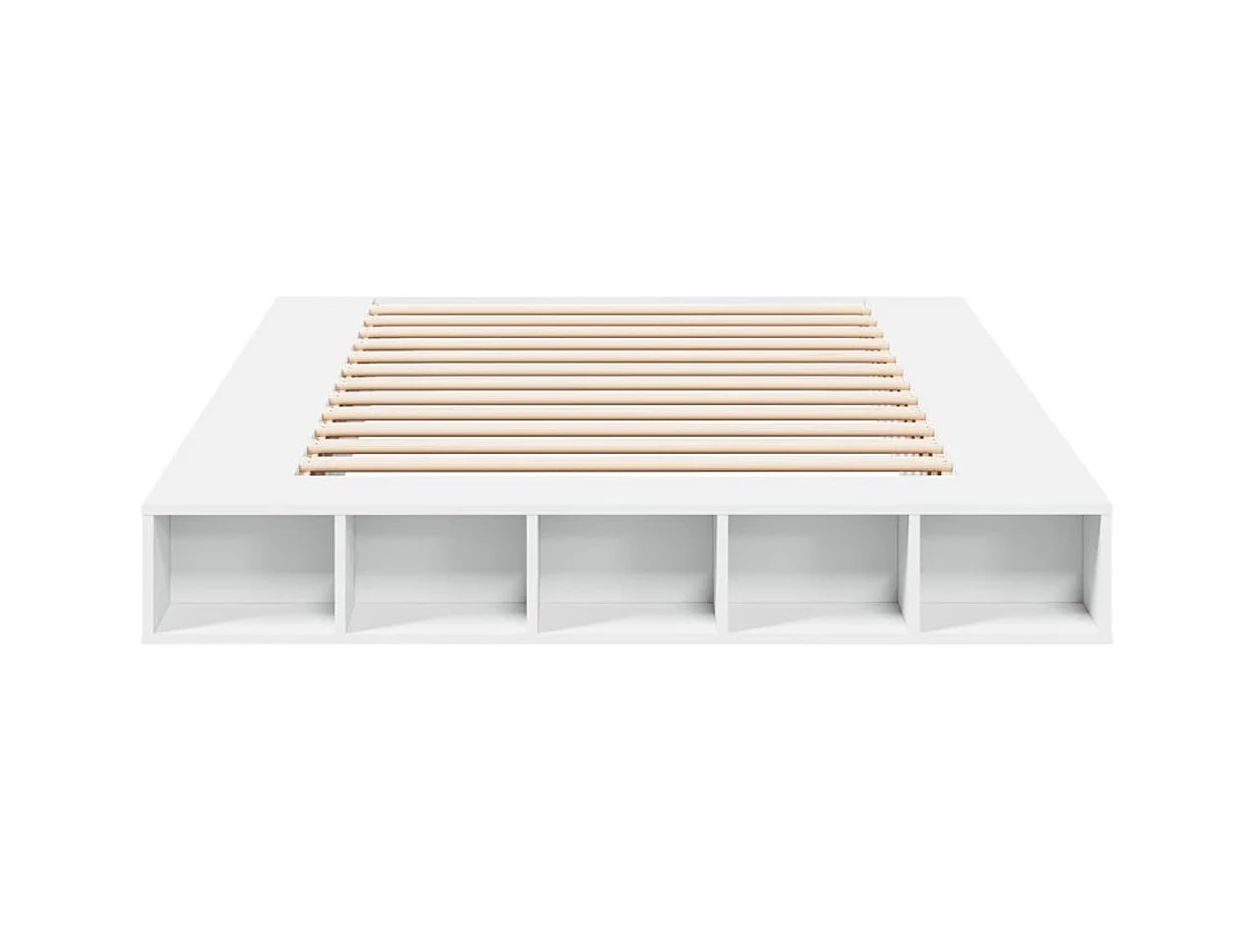 Lit double blanc 160x200 cm bois d'ingénierie FR74544