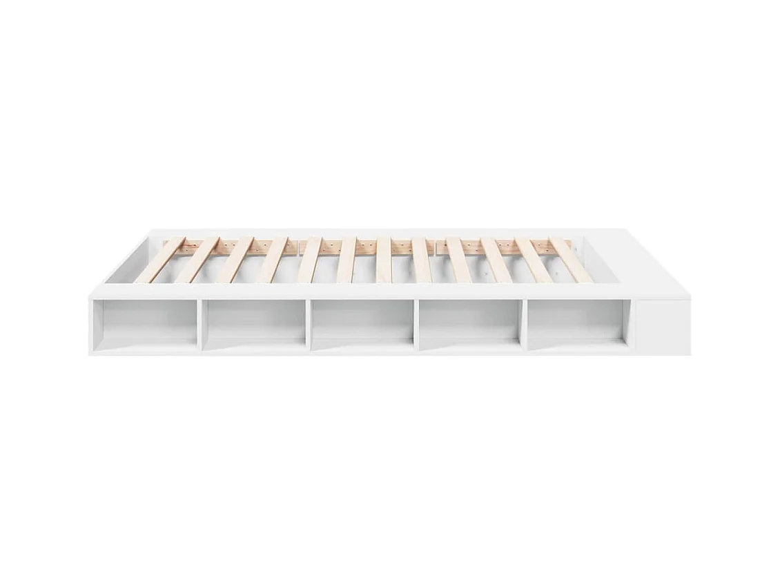 Lit double blanc 160x200 cm bois d'ingénierie FR74544