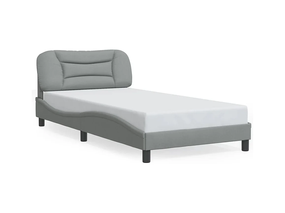 Lit simple avec lumières LED gris clair 100x200 cm tissu FR12242