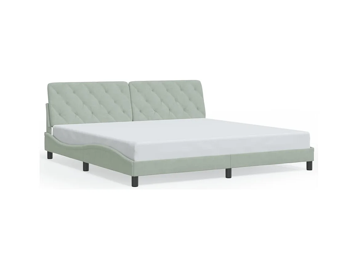 Lit double avec lumières LED gris clair 200x200 cm velours FR53582