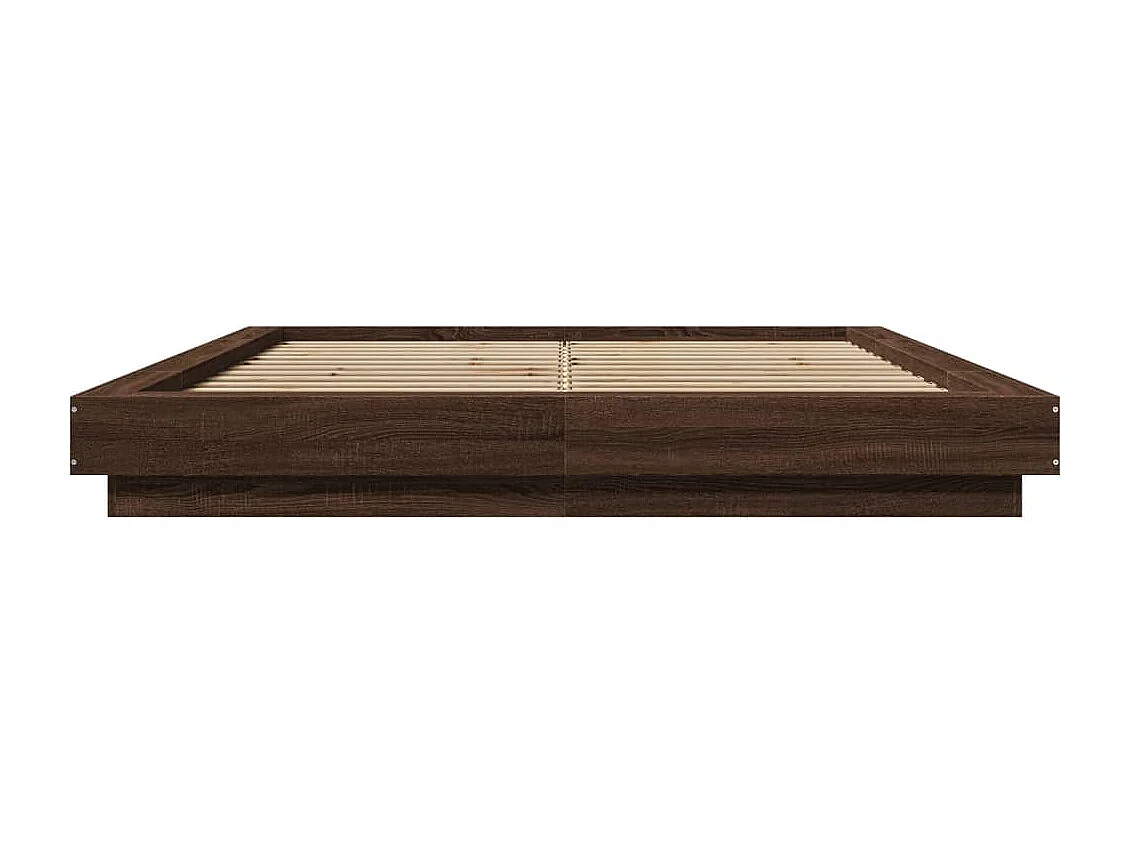 Lit double chêne marron 160x200 cm bois d'ingénierie FR97947
