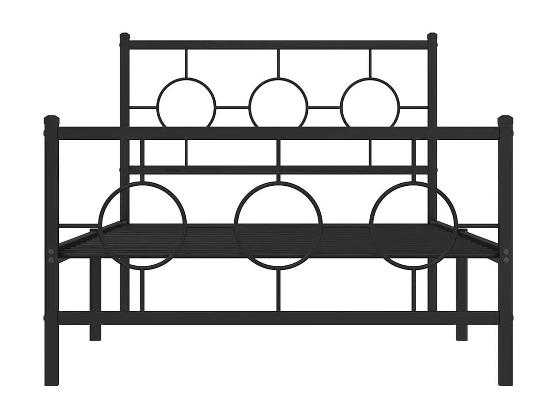 Lit simple métal + tête de lit/pied de lit noir 100x190 cm FR58513