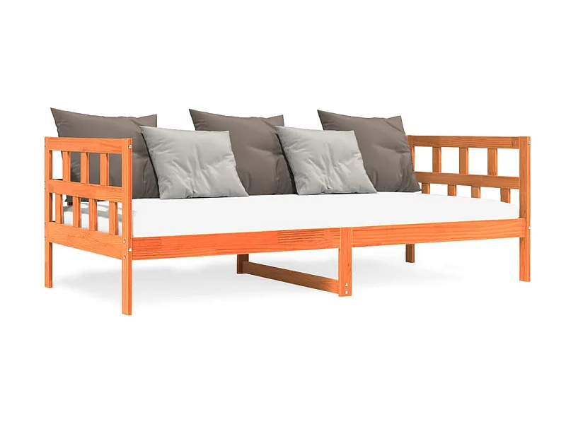 Sofá cama de madera maciza de pino marrón cera 90x200 cm ES938652