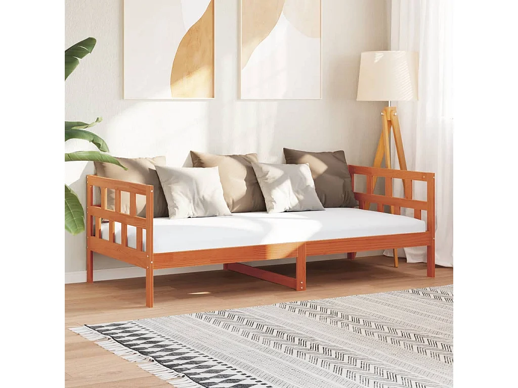 Lit de jour cire marron 90x200 cm bois de pin massif FR11769