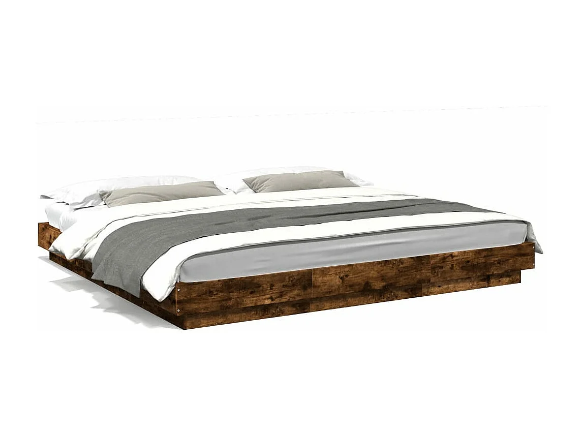 Bedframe bewerkt hout gerookt eikenkleurig 180x200 cm BE752584