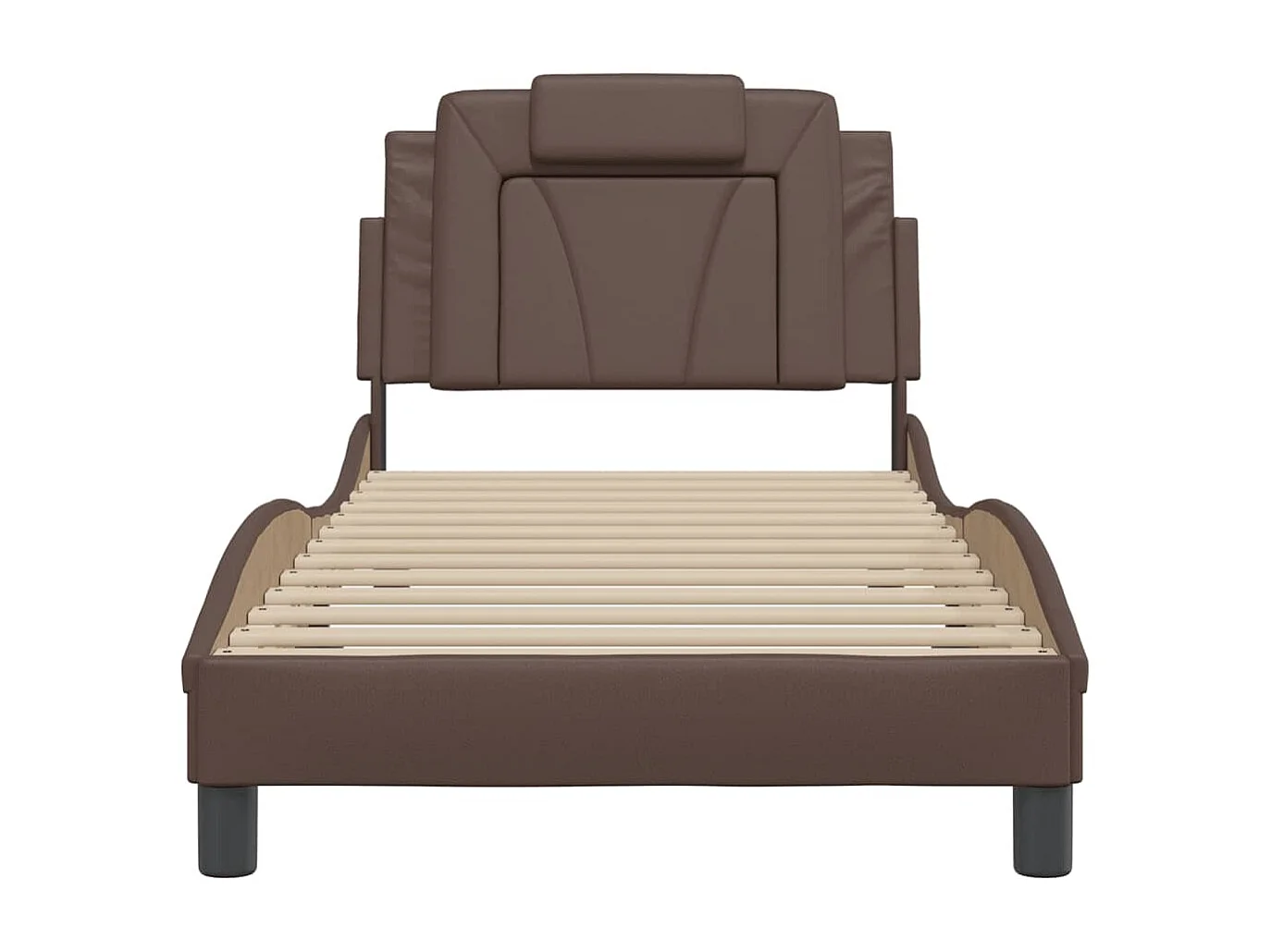 Lit simple + tête de lit Marron 90x200 cm Similicuir FR63838