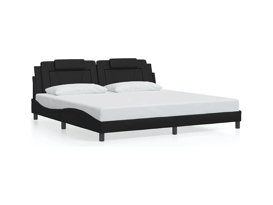 Lit double avec lumières LED noir 200x200 cm similicuir FR86540