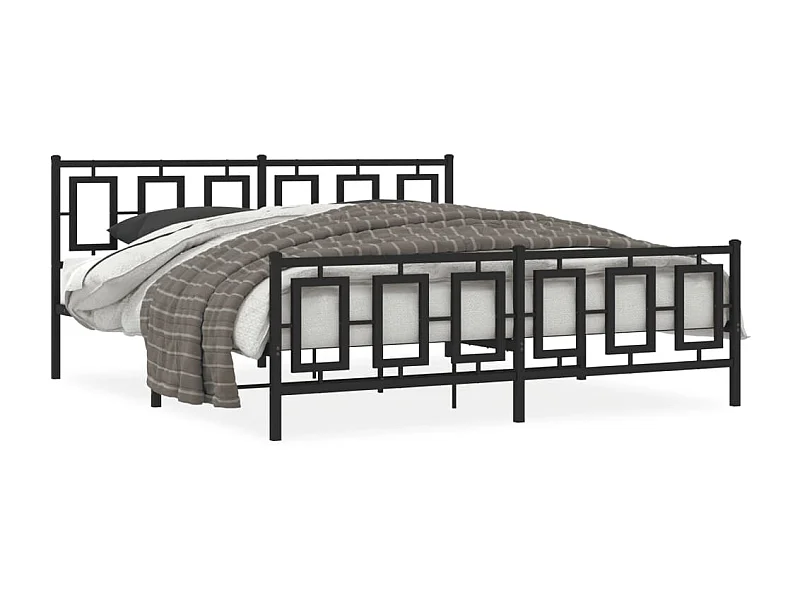 Bedframe met hoofd- en voeteneinde metaal zwart 183x213 cm BE308032