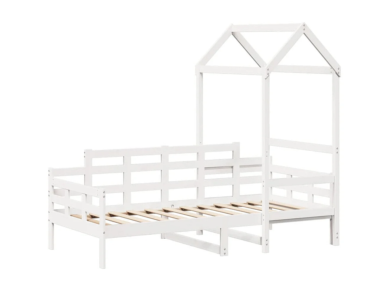 Cama com telhado 80x200 cm madeira de pinho maciça branco PT923468