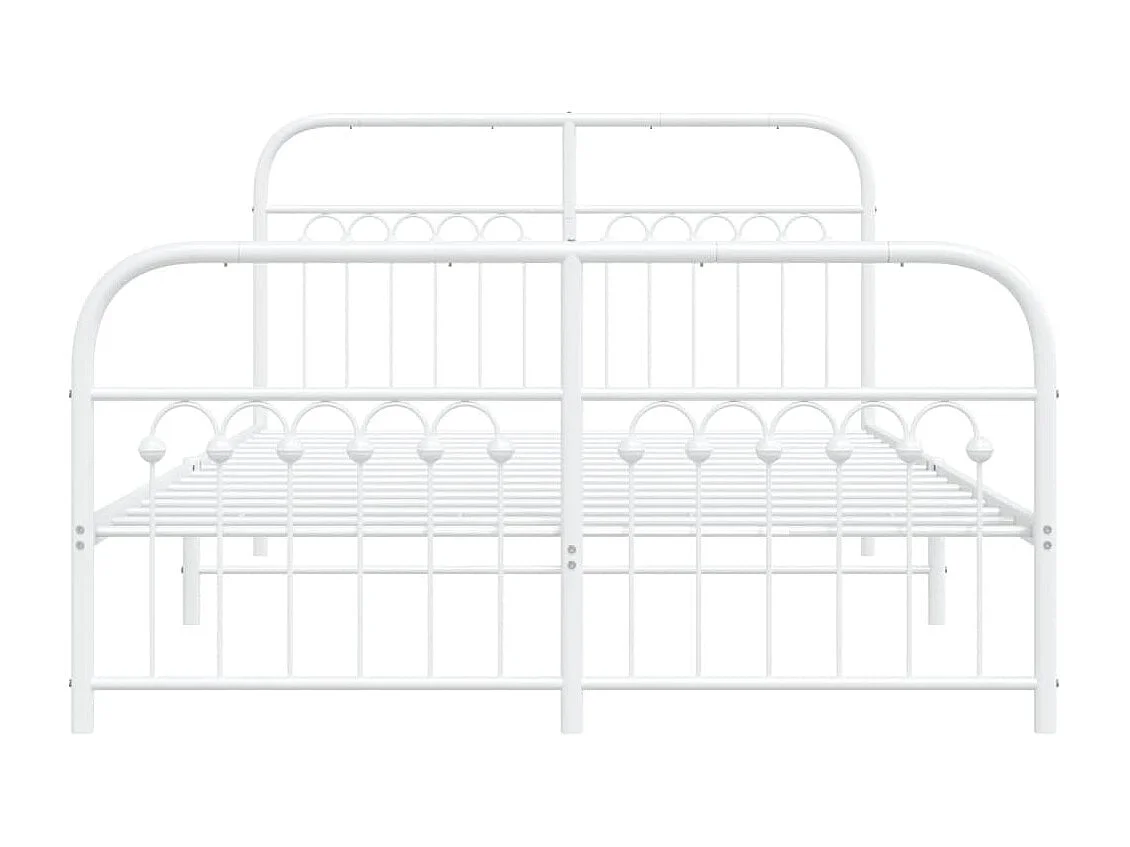 Lit double métal + tête de lit/pied de lit blanc 140x190cm FR62451