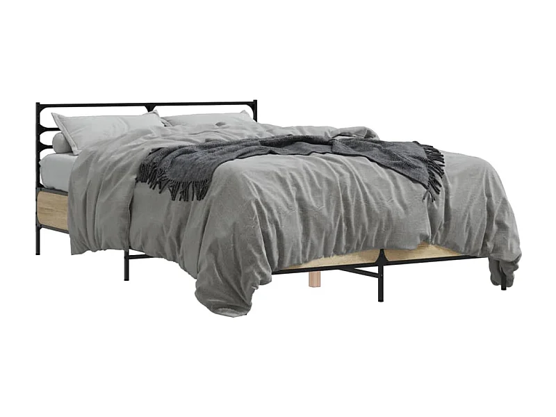 Lit double chêne sonoma 140x200 cm bois d'ingénierie et métal FR44378