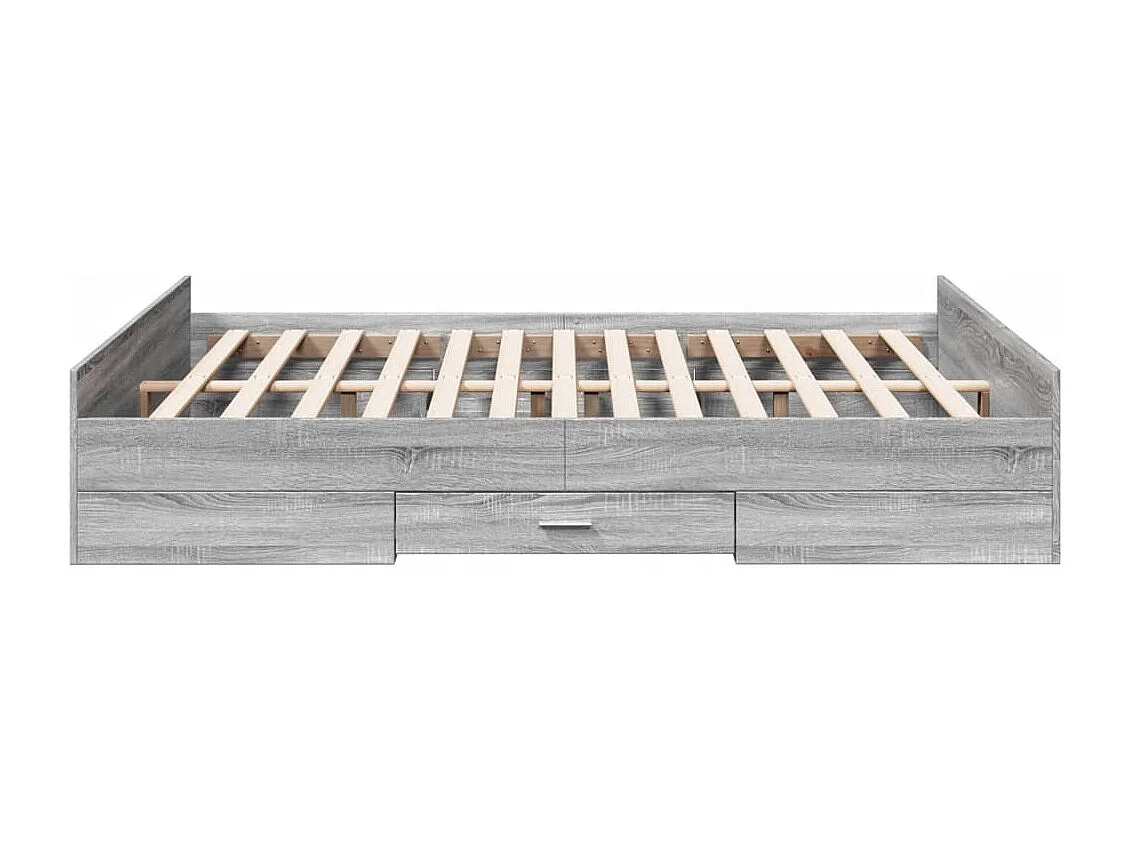 Cama 150x200 cm con cajones madera ingeniería gris Sonoma ES201136