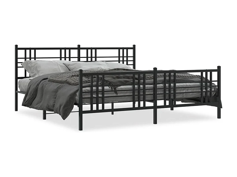Cama com cabeceira e pés 193x203 cm metal preto PT995605