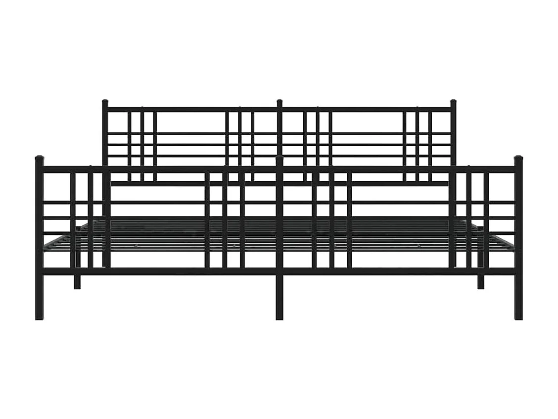 Lit double métal + tête de lit/pied de lit noir 193x203 cm FR96715