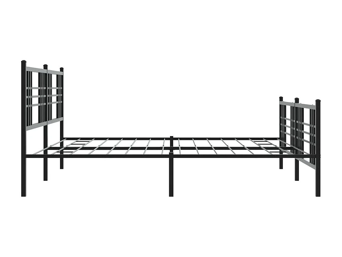 Lit double métal + tête de lit/pied de lit noir 193x203 cm FR96715