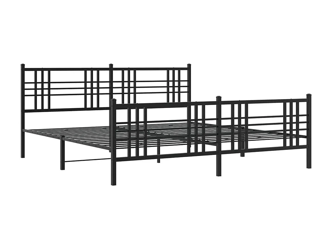Cama matrimonial- 193x203 cm cabecero y estribo metal negro ES169753