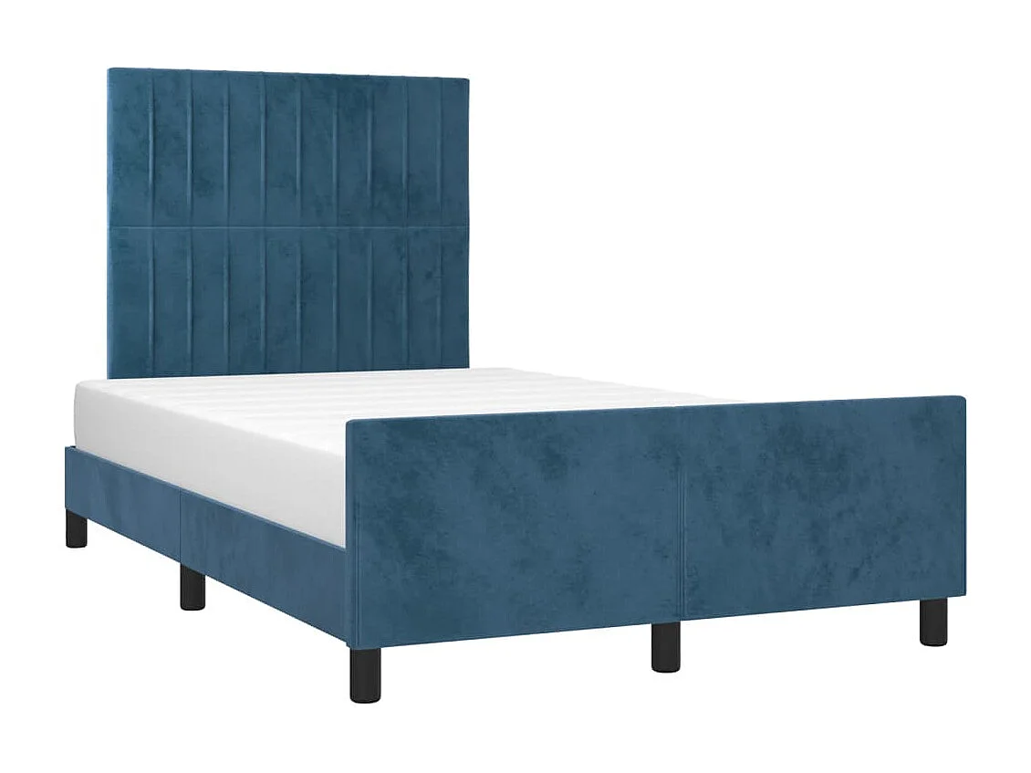 Bedframe met hoofdbord fluweel donkerblauw 120x190 cm BE497499