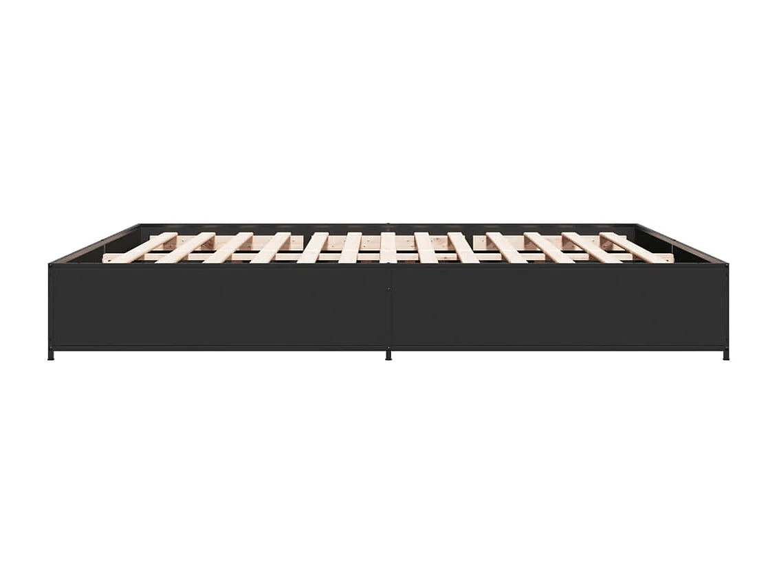 Lit double noir 200x200 cm bois d'ingénierie et métal FR44795