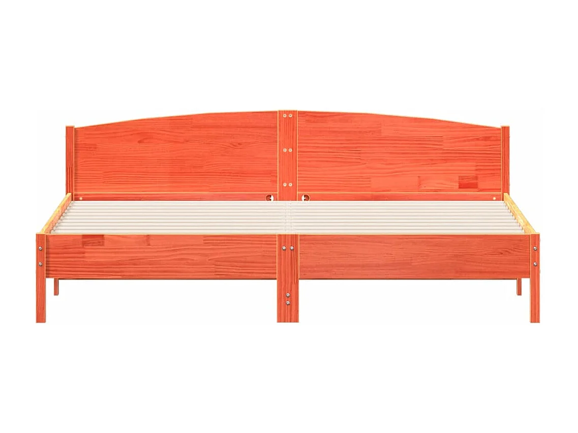 Lit double et tête de lit cire marron 180x200 cm bois de pin FR42928