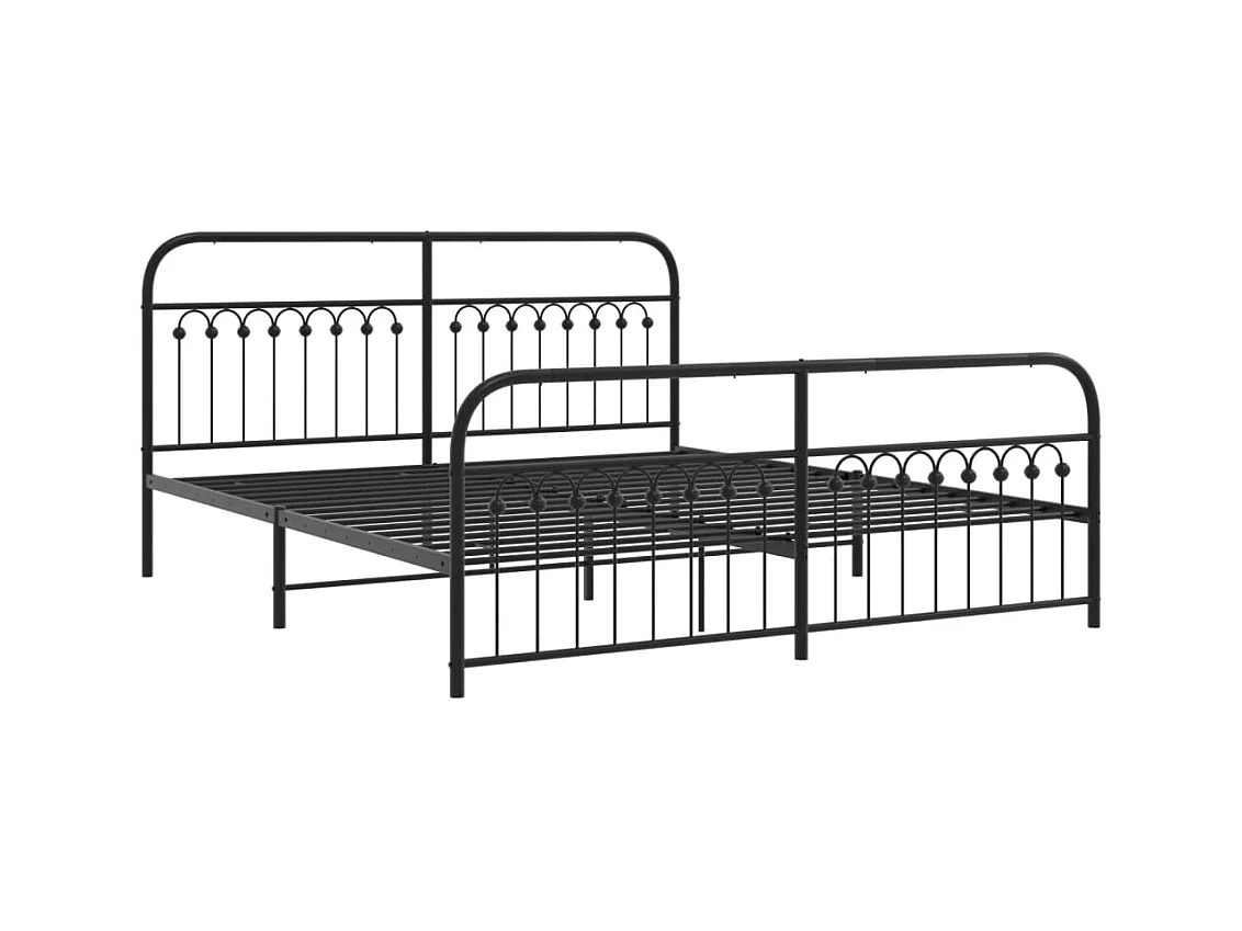 Cama matrimonial- 183x213 cm cabecero y estribo metal negro ES140632