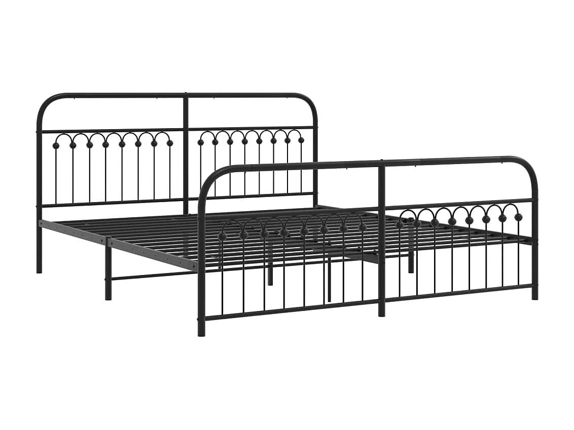 Cama matrimonial- 183x213 cm cabecero y estribo metal negro ES140632