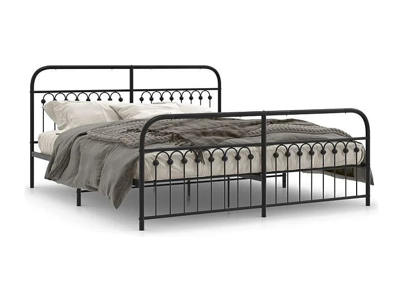Bedframe met hoofd- en voeteneinde metaal zwart 183x213 cm BE719854