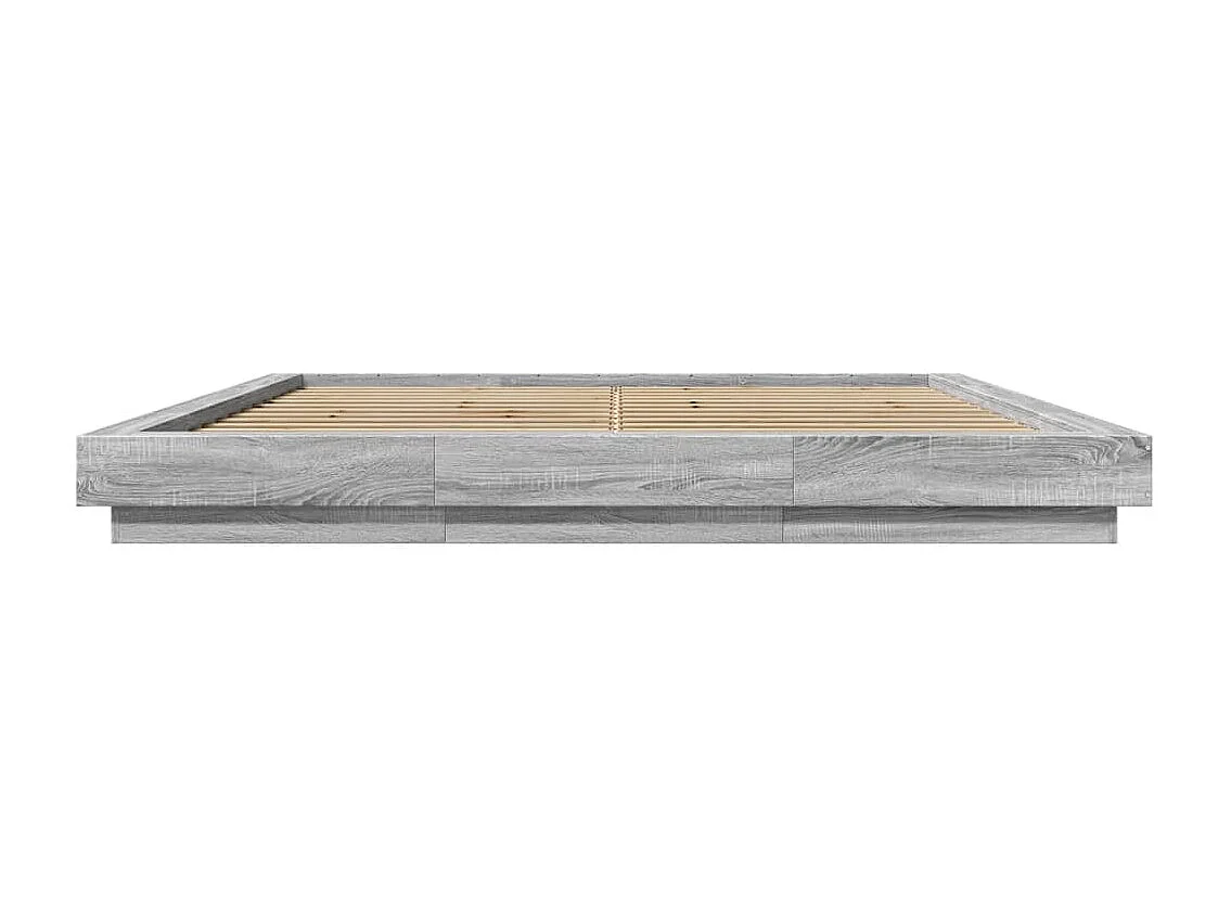 Cama matrimonial- 200x200 cm madera de ingeniería gris Sonoma ES458931