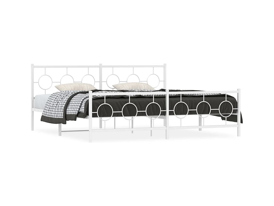 Cama 193x203 cm - metal con cabecero y pie blanco ES705874
