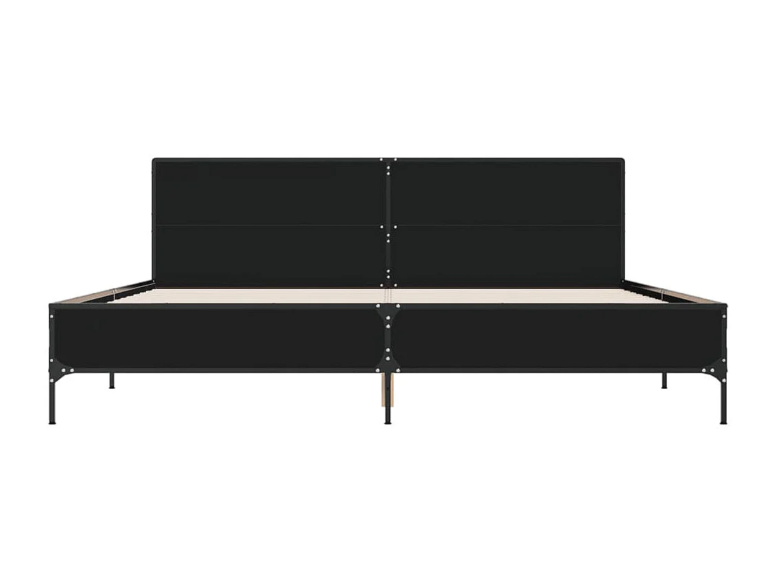 Lit double noir 200x200 cm bois d'ingénierie et métal FR64360