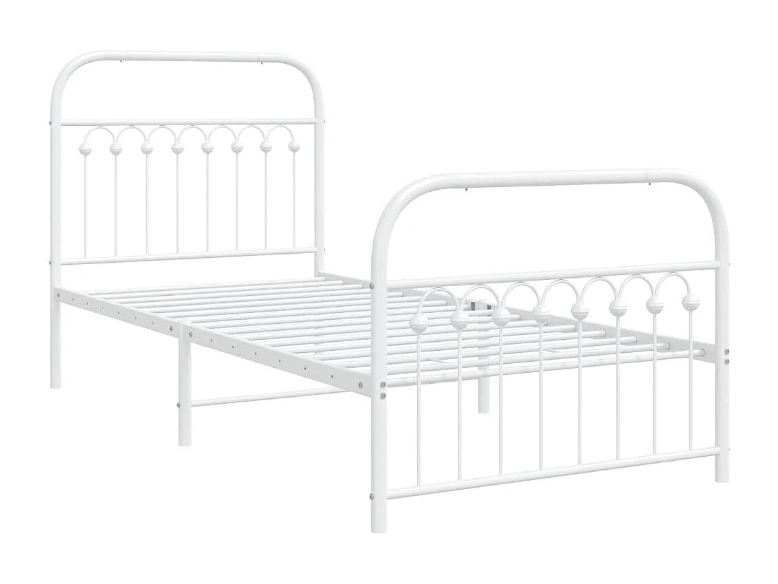 Cama com cabeceira e pés 90x190 cm metal branco PT147879