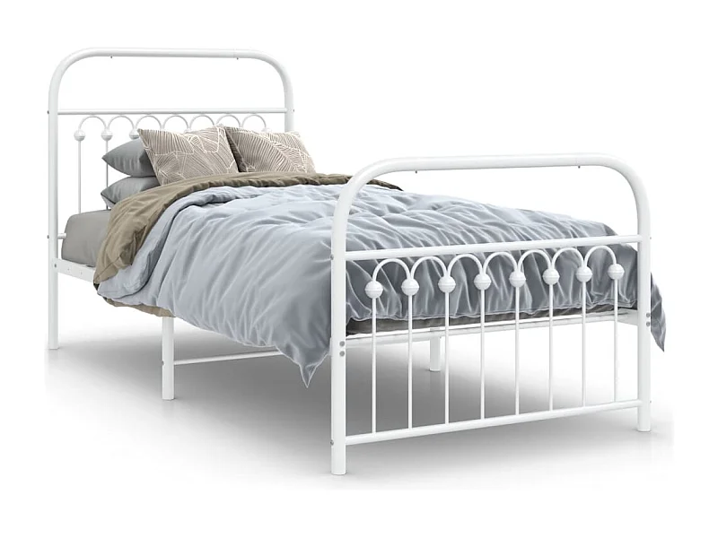 Bedframe met hoofd- en voeteneinde metaal wit 90x190 cm BE619572