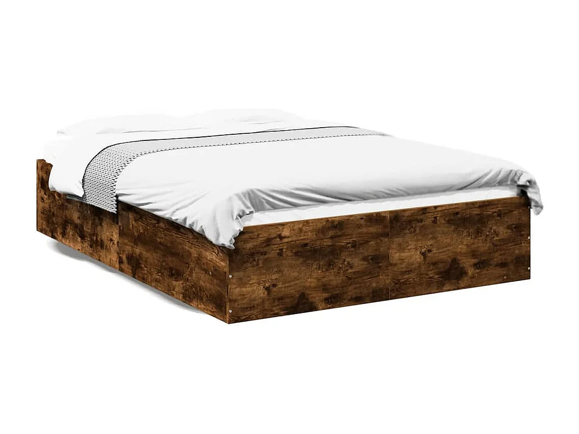 Lit double chêne fumé 120x190 cm bois d'ingénierie FR29812