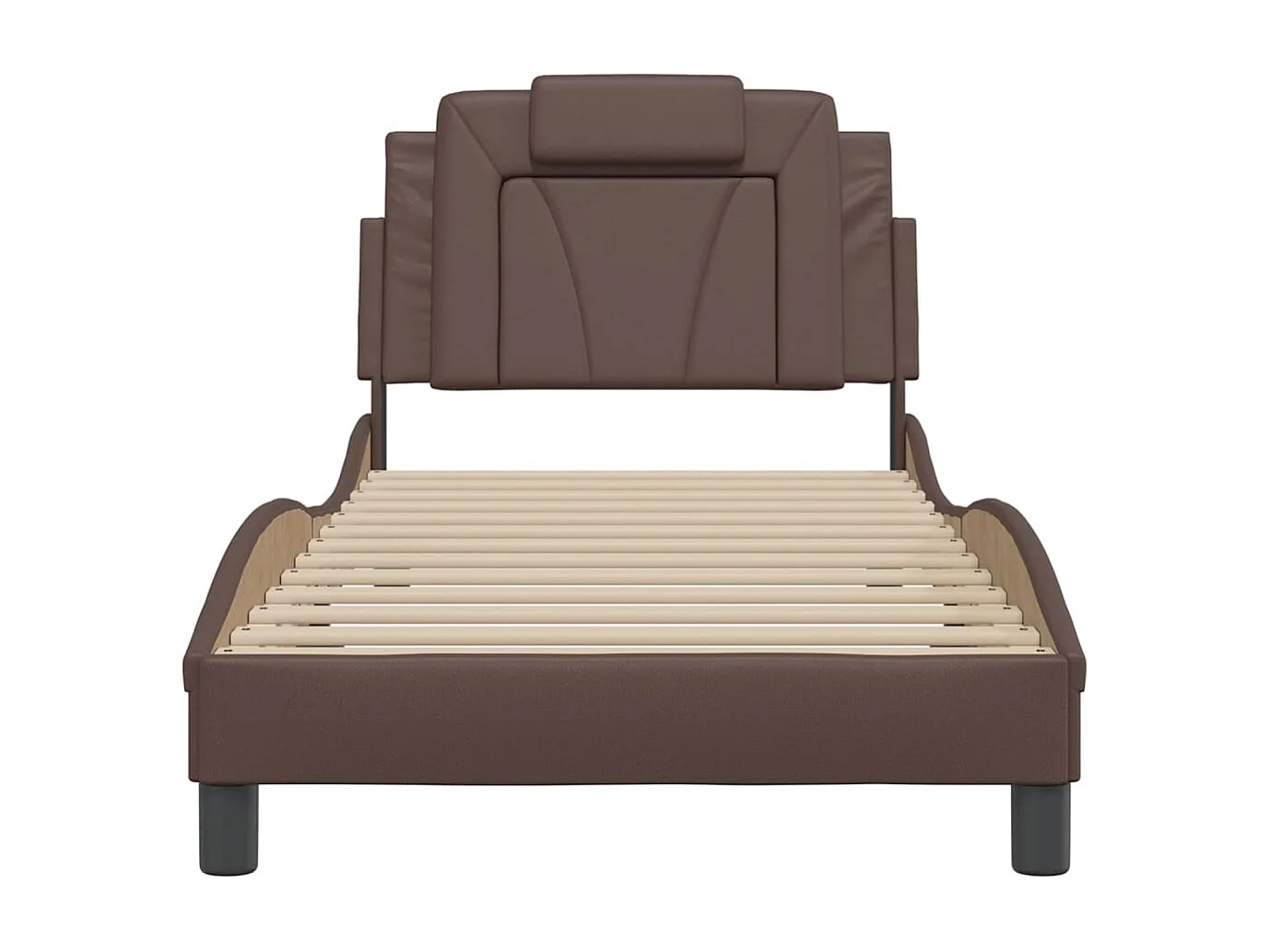 Lit simple + tête de lit Marron 90x190 cm Similicuir FR68391