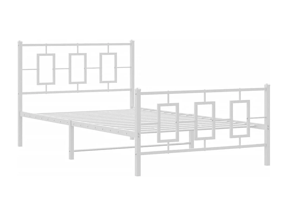 Lit simple métal + tête de lit/pied de lit blanc 107x203cm FR36167