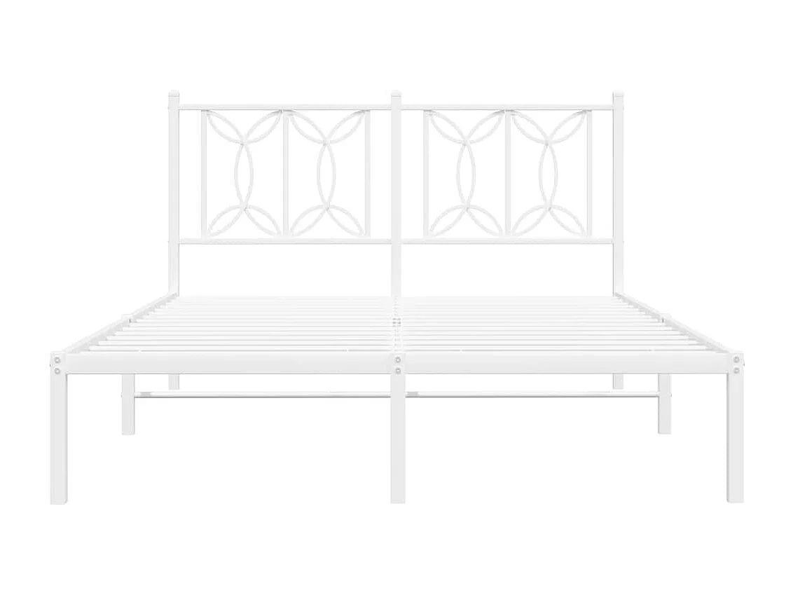 Bedframe met hoofdbord metaal wit 140x190 cm BE547408