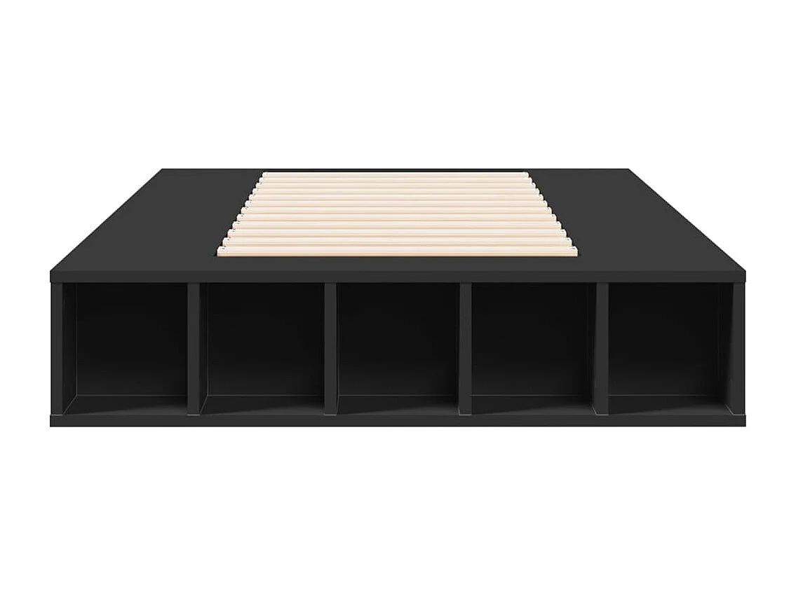 Lit simple noir 90x200 cm bois d'ingénierie FR17295