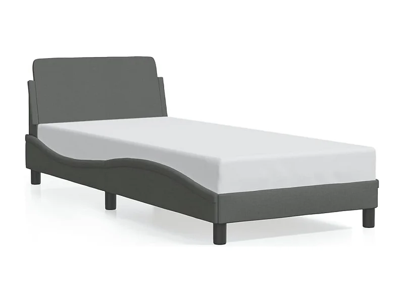 Cama c/ cabeceira tecido cinza-escuro 90x200 cm PT885447