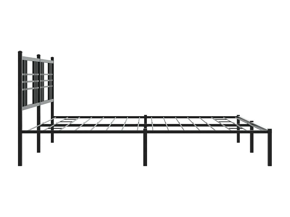 Lit double métal + tête de lit noir 183x213 cm FR50903