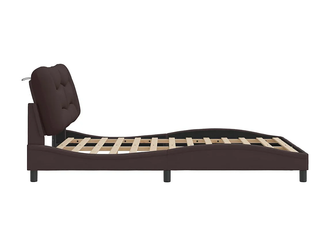 Bedframe met hoofdbord stof donkerblauw 140x190 cm BE734523