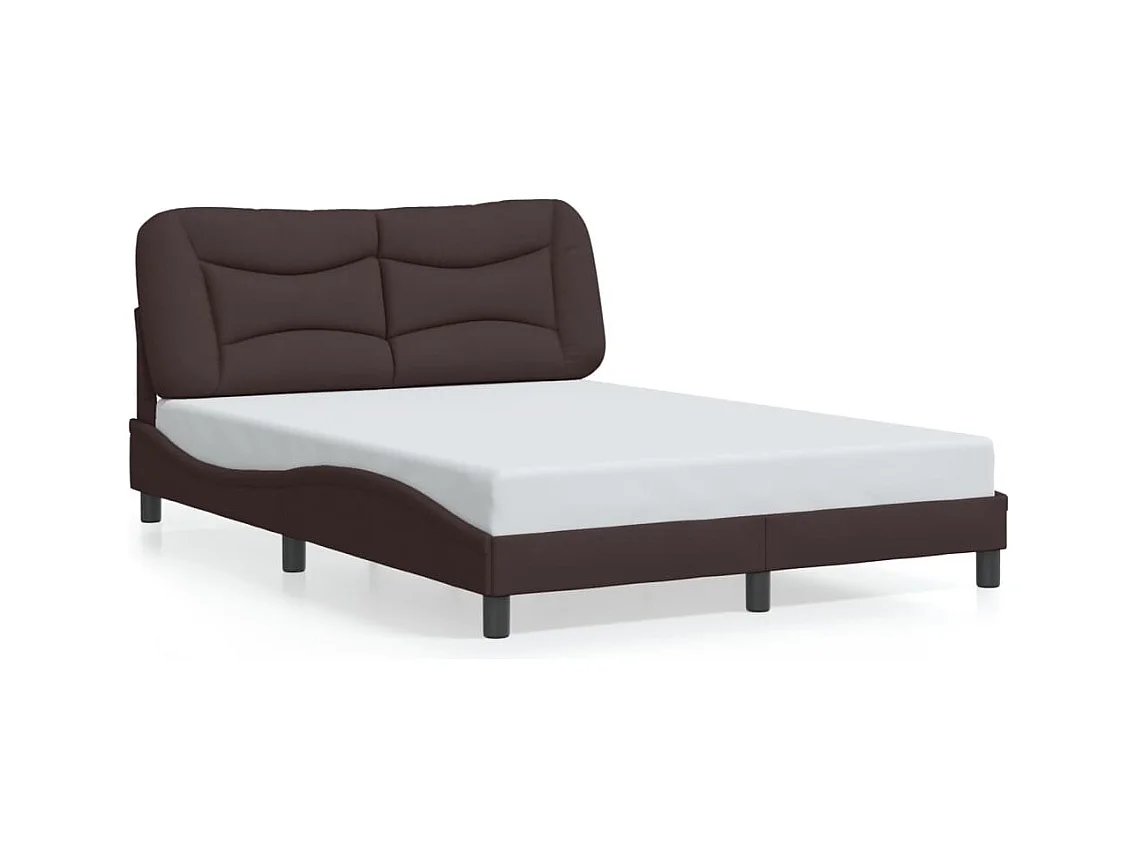 Lit double + tête de lit Marron foncé 140x190 cm Tissu FR80238