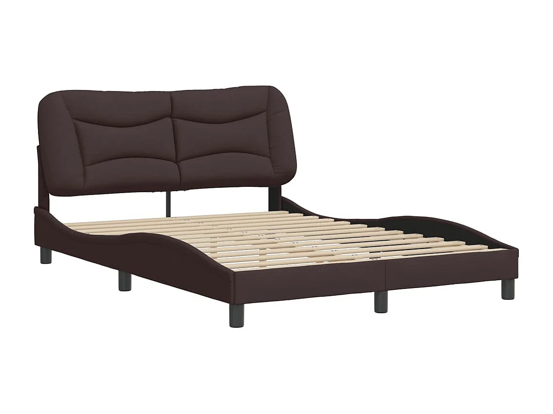 Lit double + tête de lit Marron foncé 140x190 cm Tissu FR80238