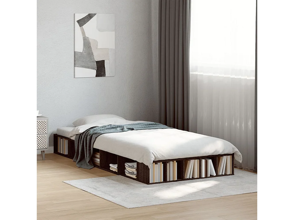 Cama 75x190 cm derivados madeira carvalho castanho PT821682