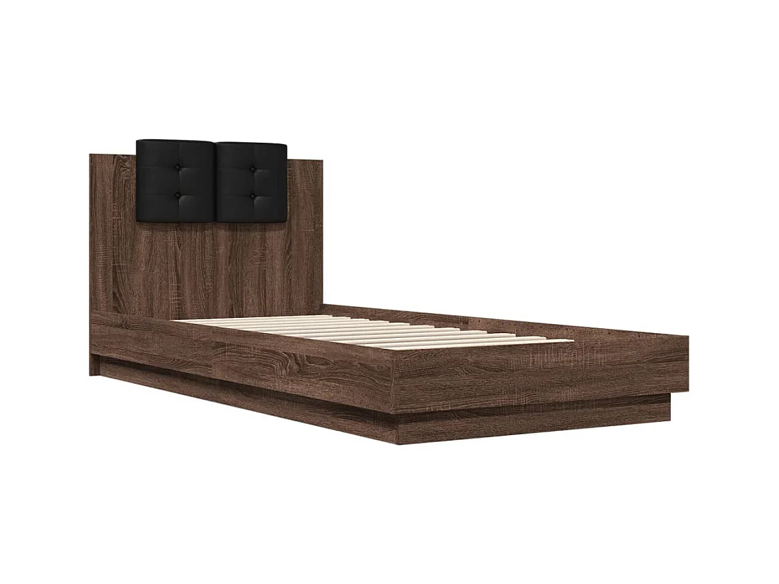 Cama cabeceira/luzes LED 100x200 cm carvalho castanho PT818824